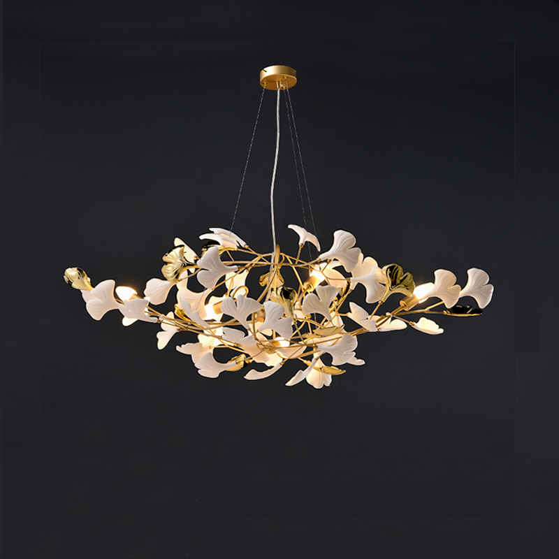 Creative Porcelain Ginkgo Leaf Branch Chandelier