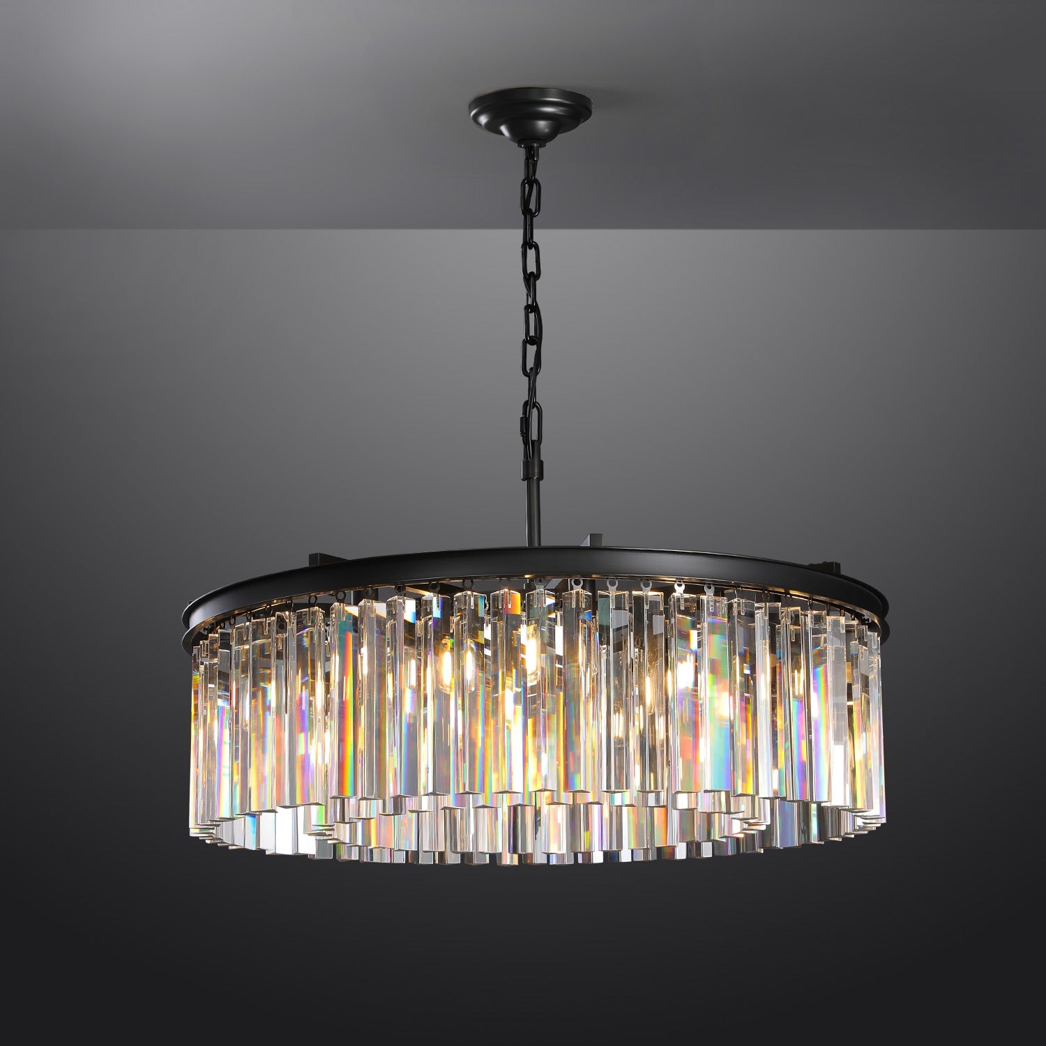 Iridescent Modern Round Crystal Chandelier