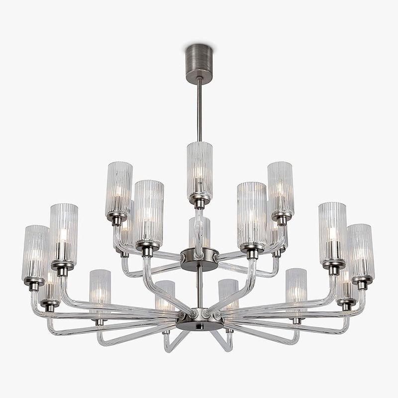 Alison Two-Layer Candlestick Chandelier With Clear Glass Shade