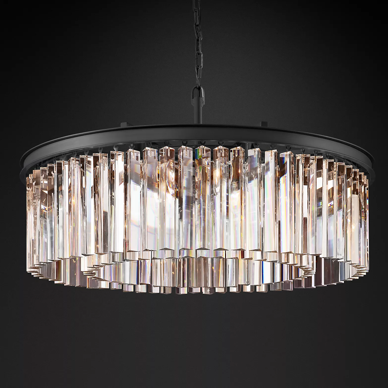 Iridescent Modern Round Crystal Chandelier