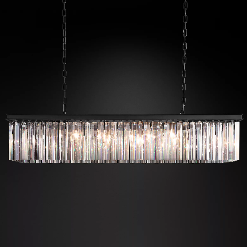 Iridescent Modern Rectangular Crystal Chandelier