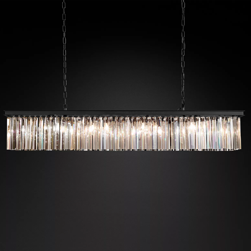 Iridescent Modern Rectangular Crystal Chandelier