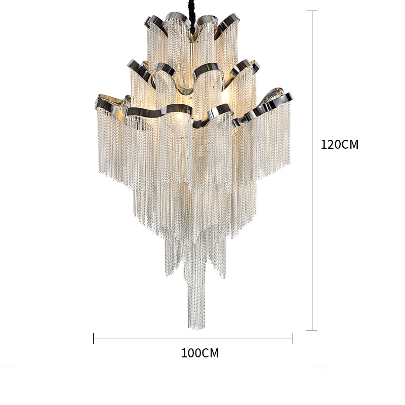 Callisto 3-Layer Cascading Aluminum Tassel Chandelier