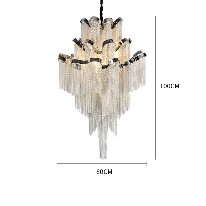 Callisto 3-Layer Cascading Aluminum Tassel Chandelier