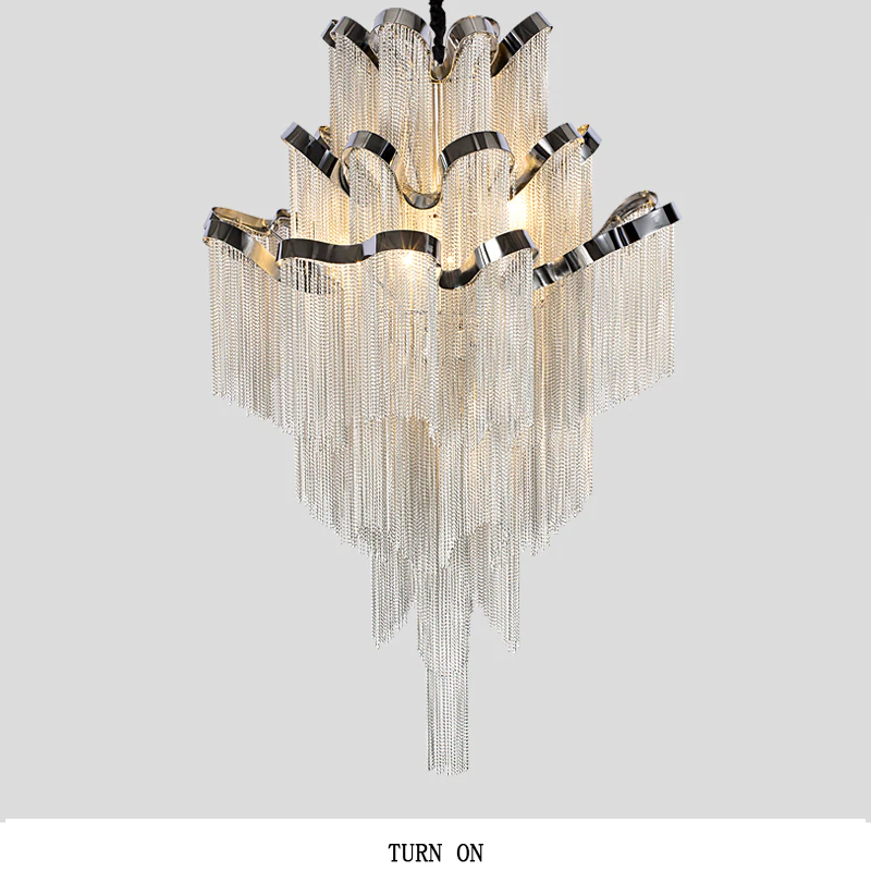 Callisto 3-Layer Cascading Aluminum Tassel Chandelier