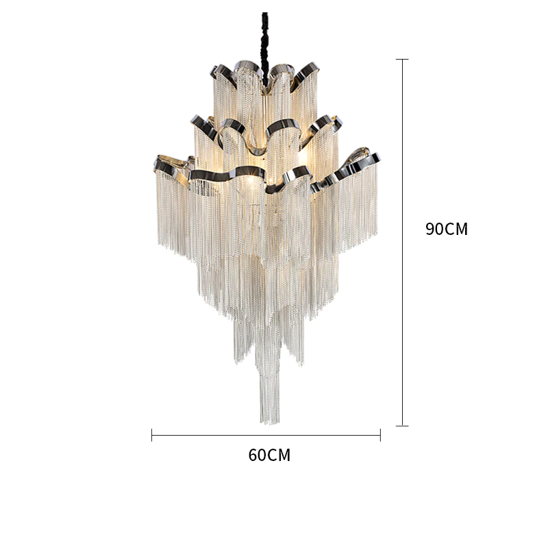 Callisto 3-Layer Cascading Aluminum Tassel Chandelier