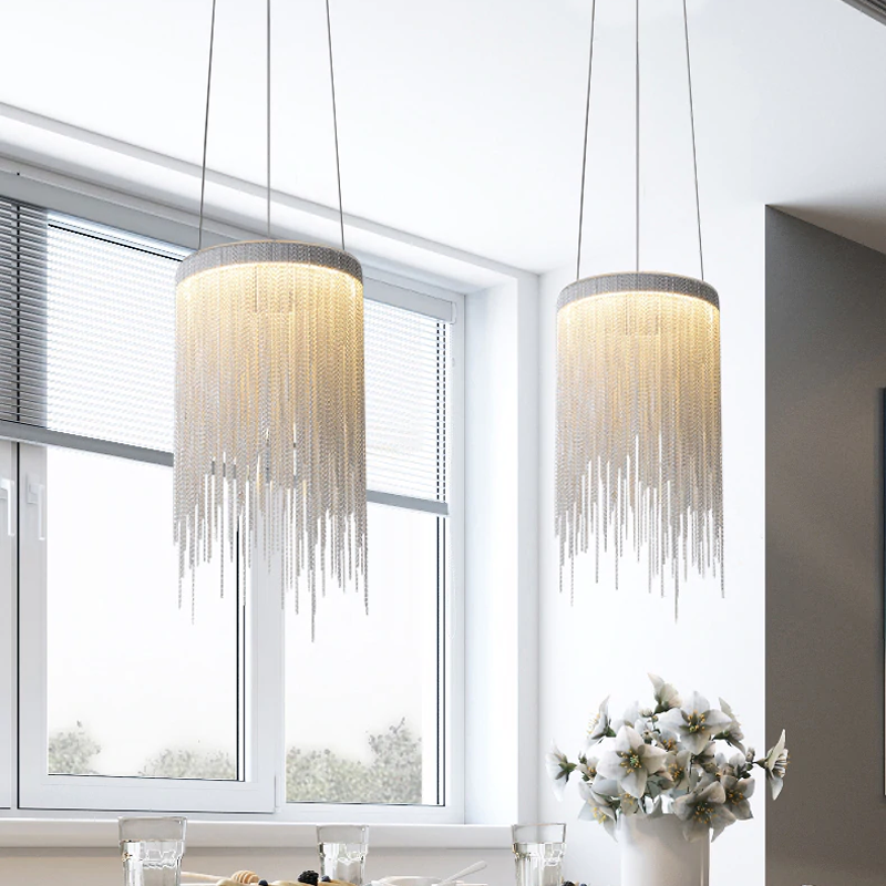 Callisto Aluminum Chain Round Tassel Pendant Light