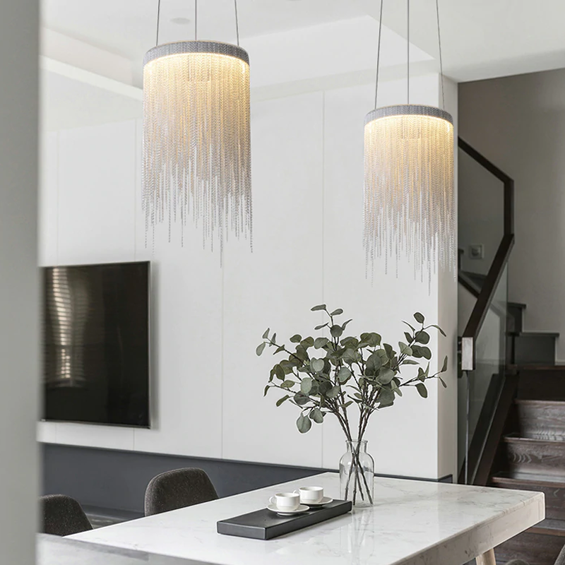 Callisto Aluminum Chain Round Tassel Pendant Light