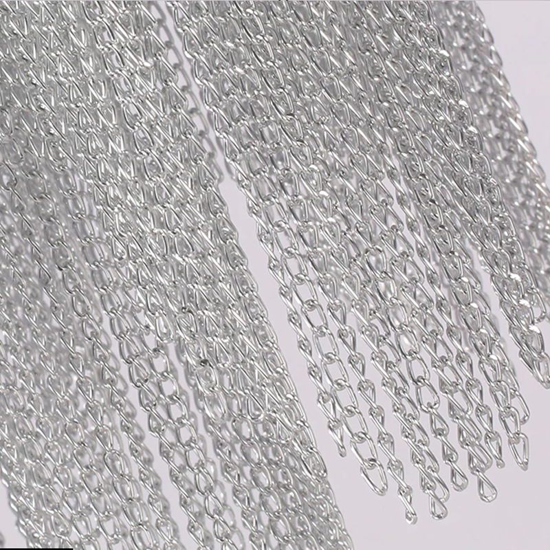 Callisto Aluminum Chain Tassel Chandelier Height 26"