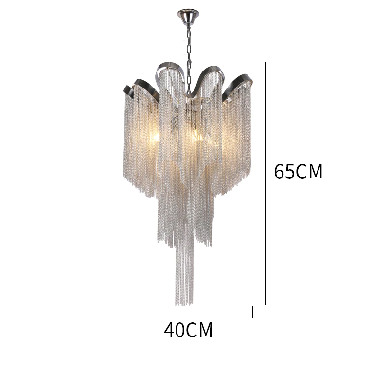 Callisto Aluminum Chain Tassel Chandelier Height 26"