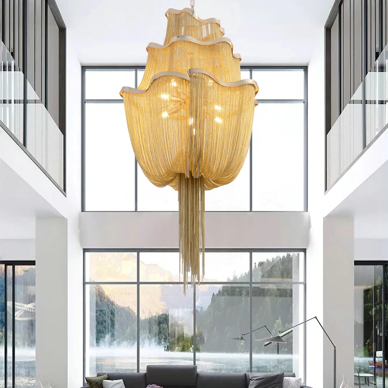 Callisto Big Framework Aluminum Chain Tassel Chandelier