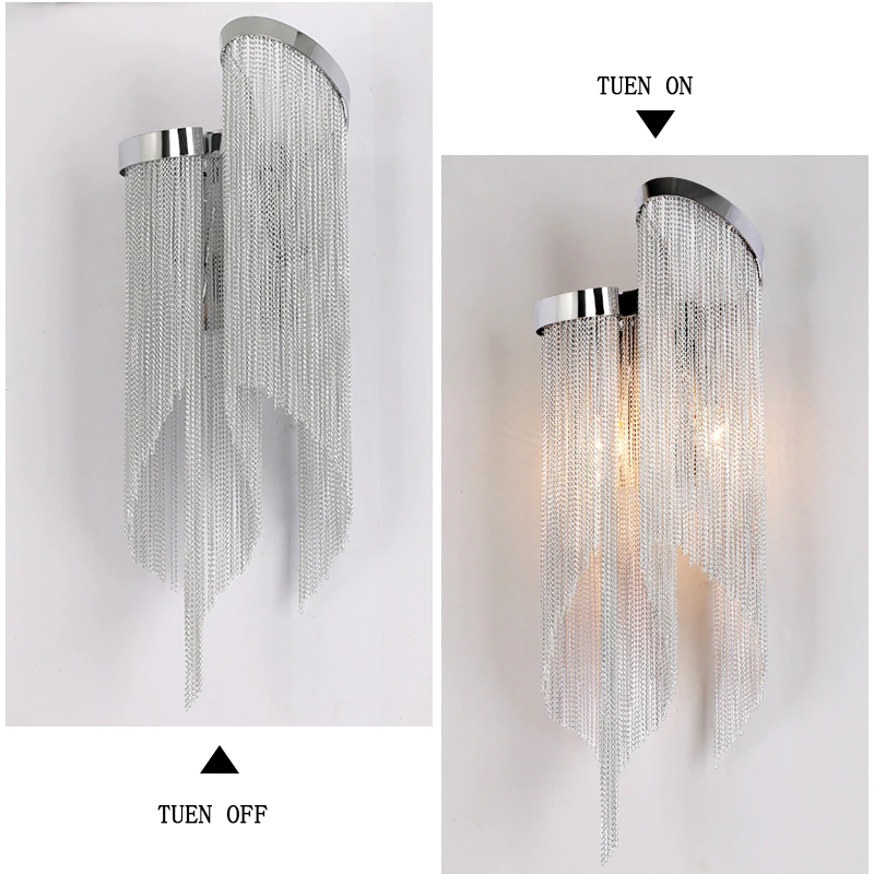 Callisto Classical Double Arc Chain Tassel Wall Sconce