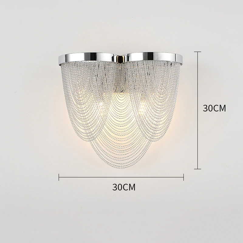 Callisto Modern Wave Shape Aluminum Chain Tassel Wall Sconce