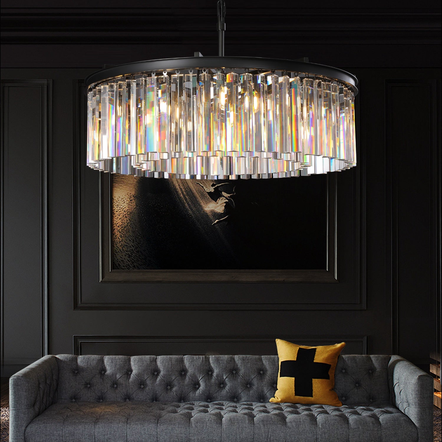 Iridescent Modern Round Crystal Chandelier