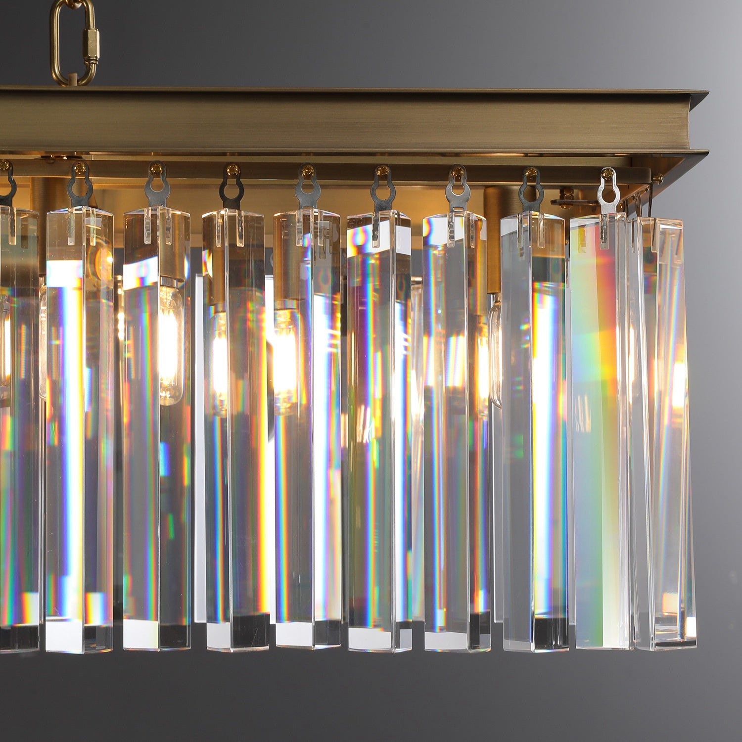 Iridescent Modern Rectangular Crystal Chandelier