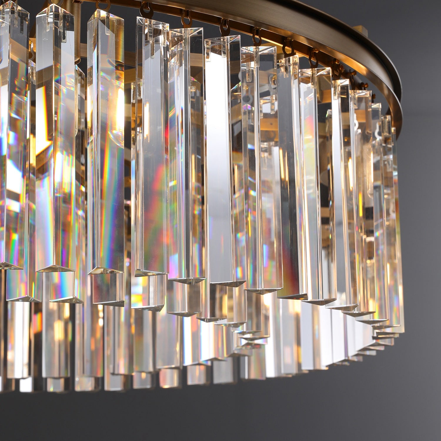 Iridescent Modern Round Crystal Chandelier