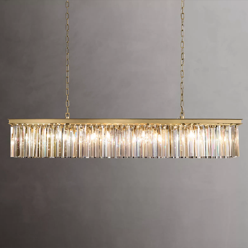 Iridescent Modern Rectangular Crystal Chandelier