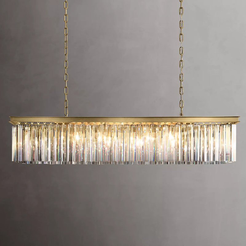 Iridescent Modern Rectangular Crystal Chandelier